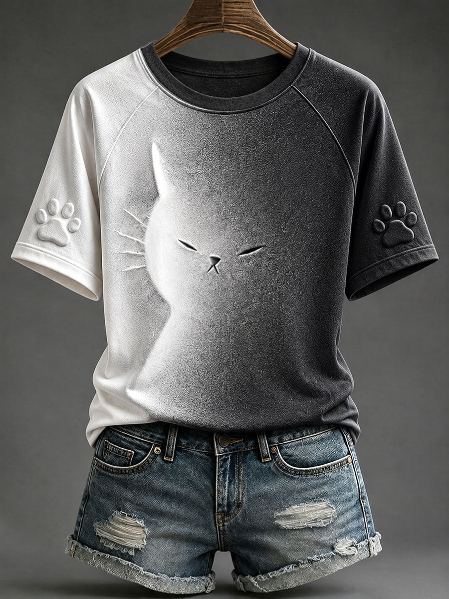 Women's Cat Print Art T-Shirts