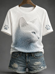 Women's Cat Print Art T-Shirts