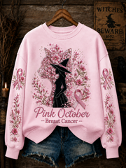 Women's Pink October Breast Cancer Regular Sweatshirt