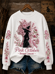 Women's Pink October Breast Cancer Regular Sweatshirt