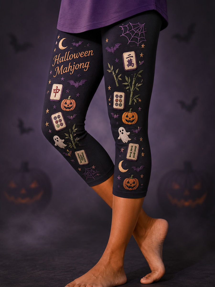 Women's Halloween Mahjong Print Leggings