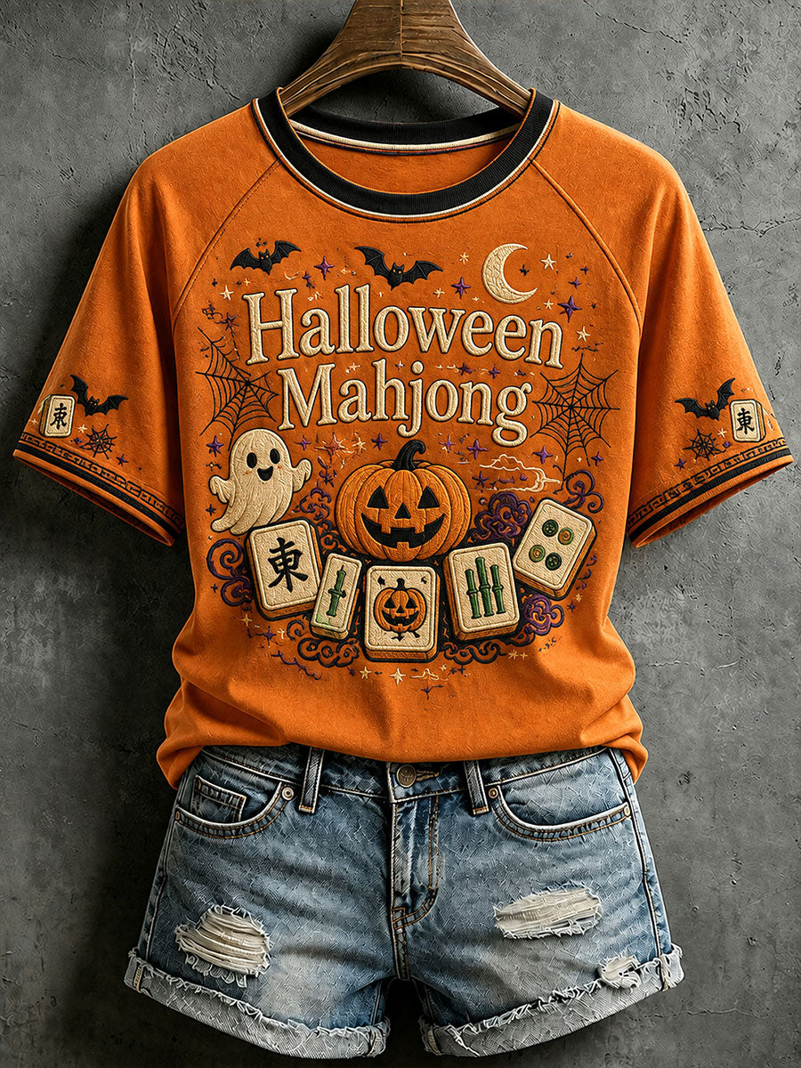 Women's Halloween Mahjong Print T-Shirts