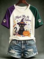 Women's Meet Me At Salem Round Neck Short Sleeve T-shirt