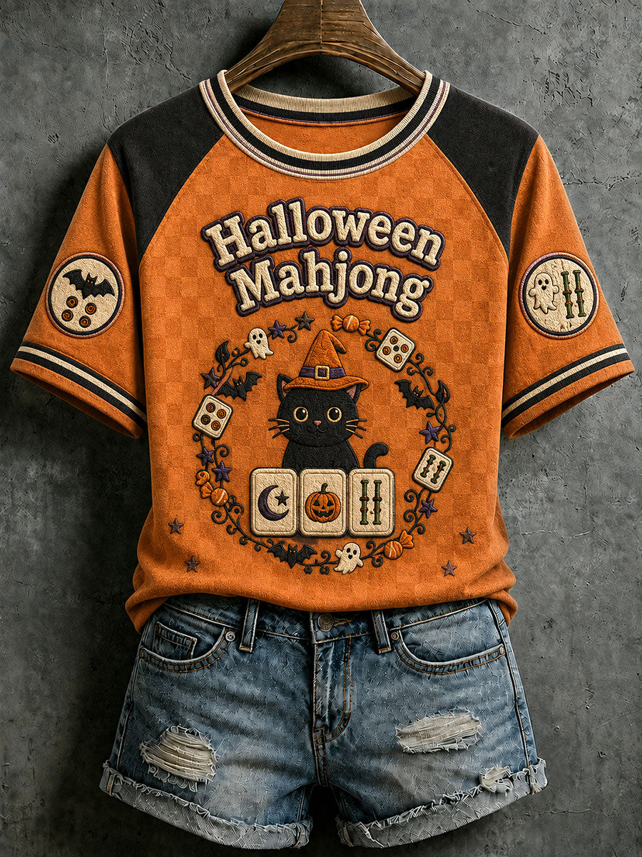Women's Halloween Mahjong Print T-Shirts