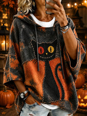 Women's Halloween Cat Print Hoodie