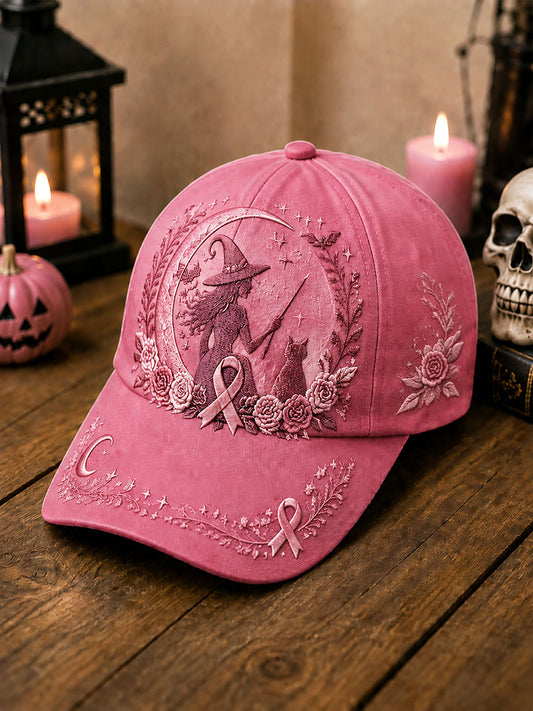 Breast Cancer Awareness Halloween Witch-Themed Casual Unisex Hat