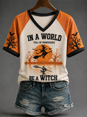 Women's In A World Full Of Princesses Be A Witch V-neck Off-shoulder Short-sleeved T-shirt