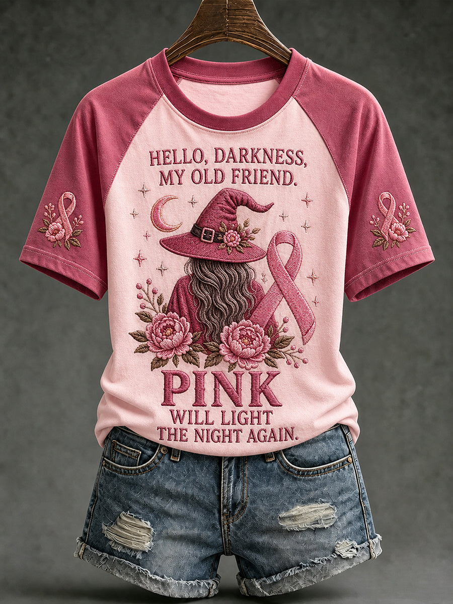Women's Hello Darkness My Old Friend Pink Will Light The Night Again T-shirt
