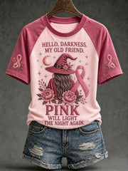 Women's Hello Darkness My Old Friend Pink Will Light The Night Again T-shirt