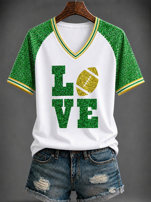 Women's Printed V-neck T-shirt