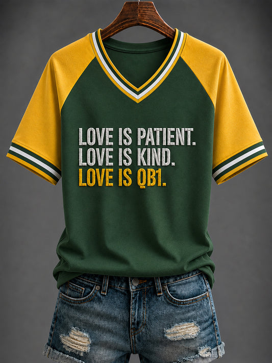 Women's Football Printed V-neck T-shirt