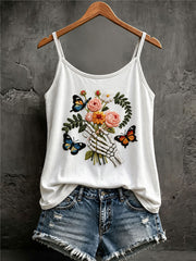 Women's Skull Floral Print Casual Tank Top