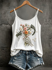 Women's Skull Floral Print Casual Tank Top