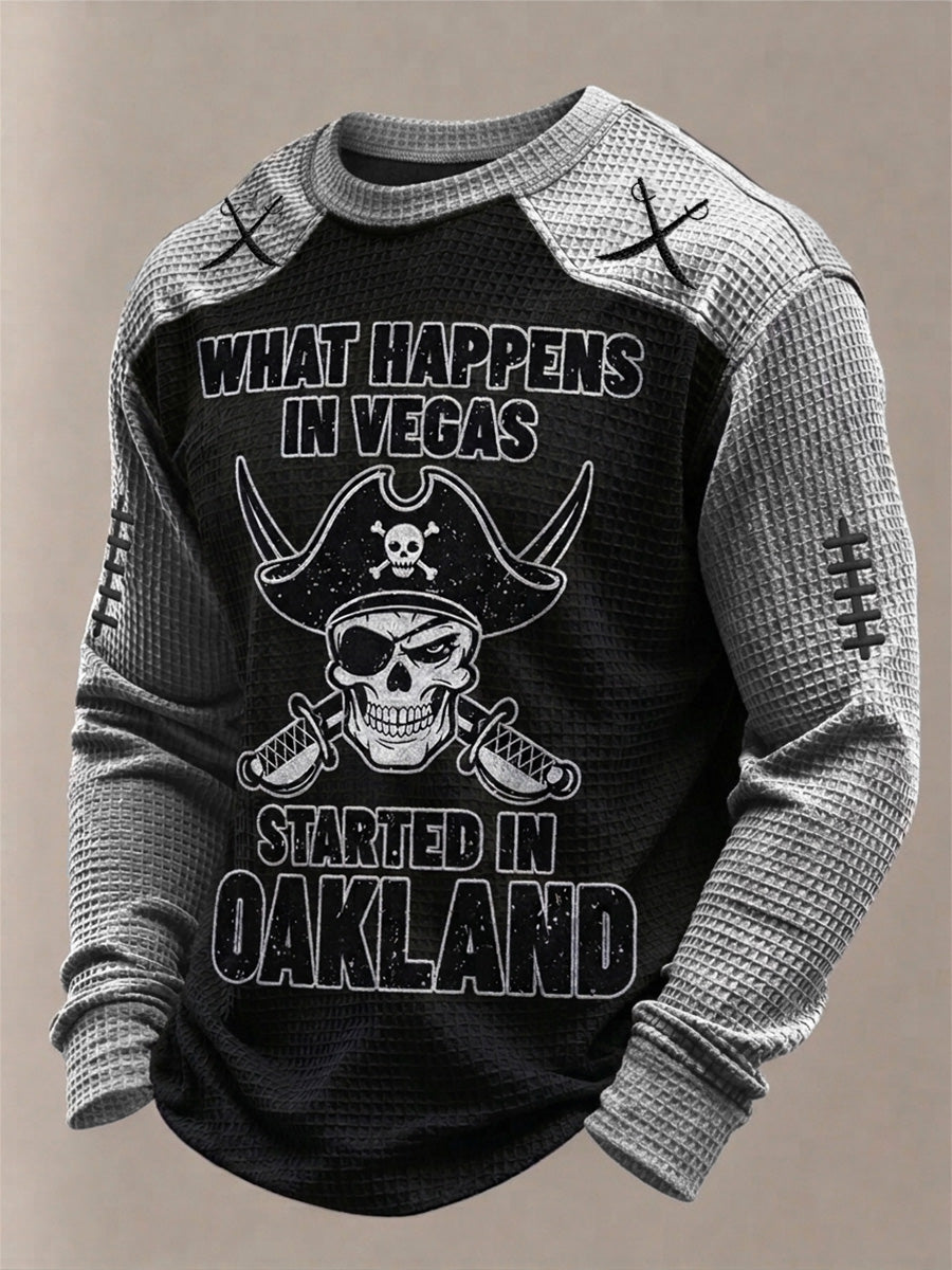 Men's Las Vegas Football Fan Print Waffle Long Sleeve Sweatshirt