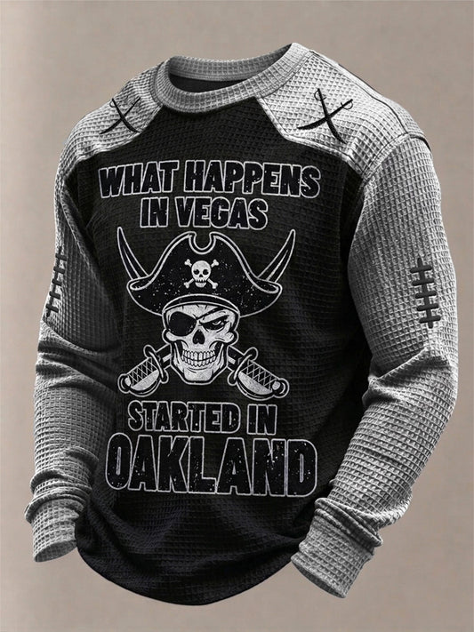 Men's Las Vegas Football Fan Print Waffle Long Sleeve Sweatshirt