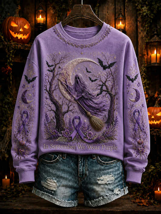 Women's In September We Wear Purple Regular Sweatshirt
