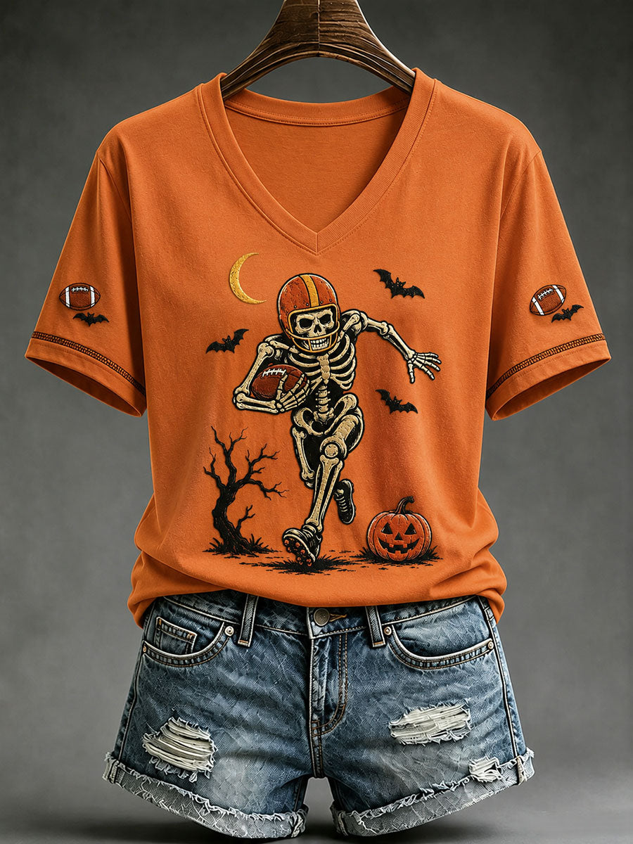 Women's Football Skull Short-sleeved T-shirt