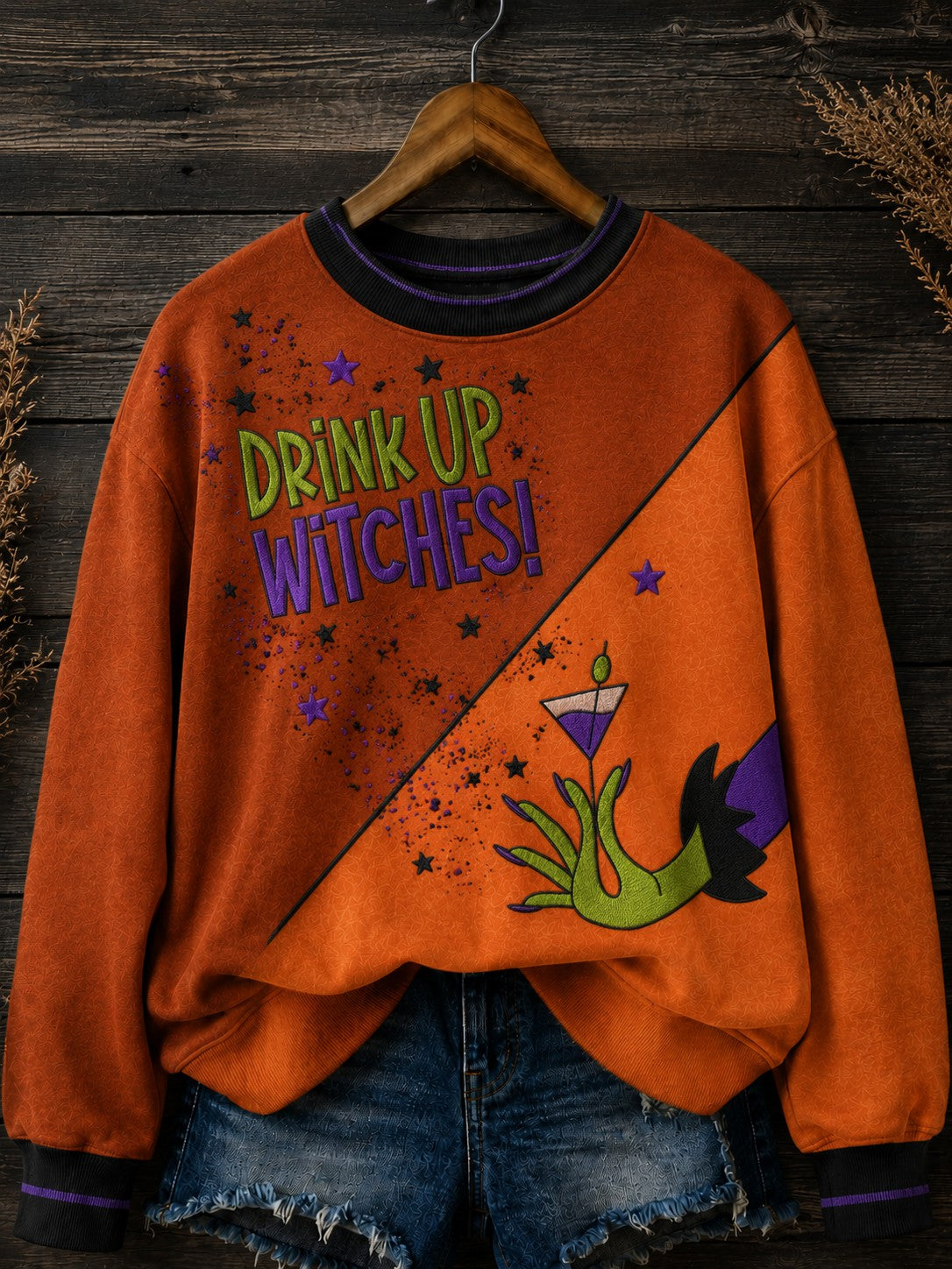 Women's Drink Up Witches Printed Sweatshirt