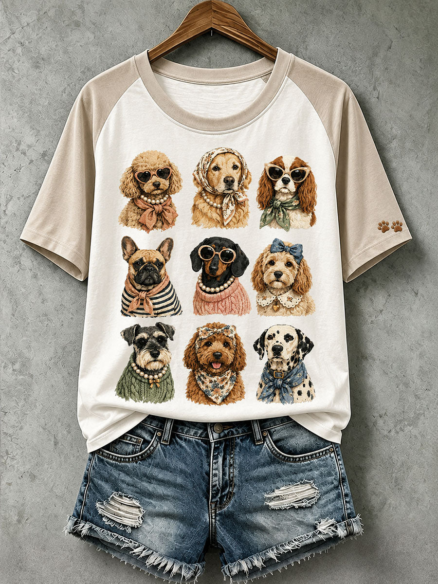 Women's Lovely Dog Pattern T-Shirt