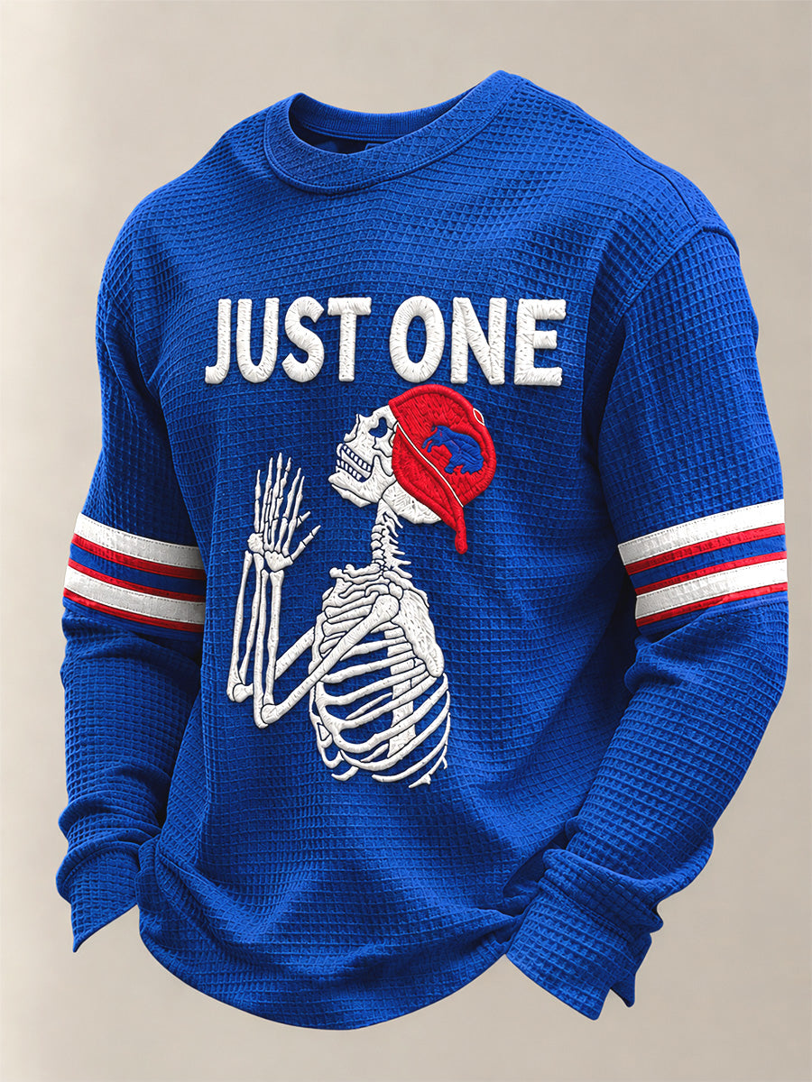 Men's Football Lover Buffalo Print Casual Waffle Long Sleeve Top