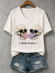 Women's Bubble Trouble Skull T-Shirt