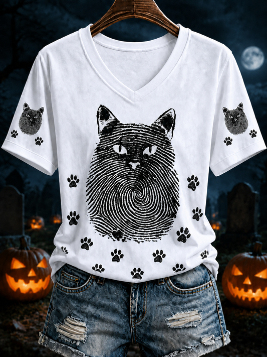 Women's Black Cat Stripes short-sleeved T-shirt