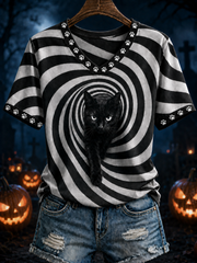 Women's Black Cat Stripes short-sleeved T-shirt
