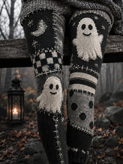 Women's Halloween Cute Ghost Patchwork Print Leggings