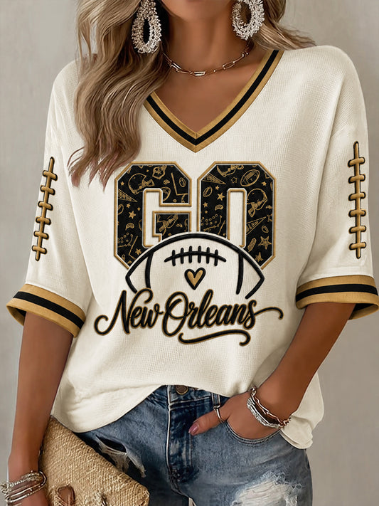 Women's America Football Print Casual T-shirt