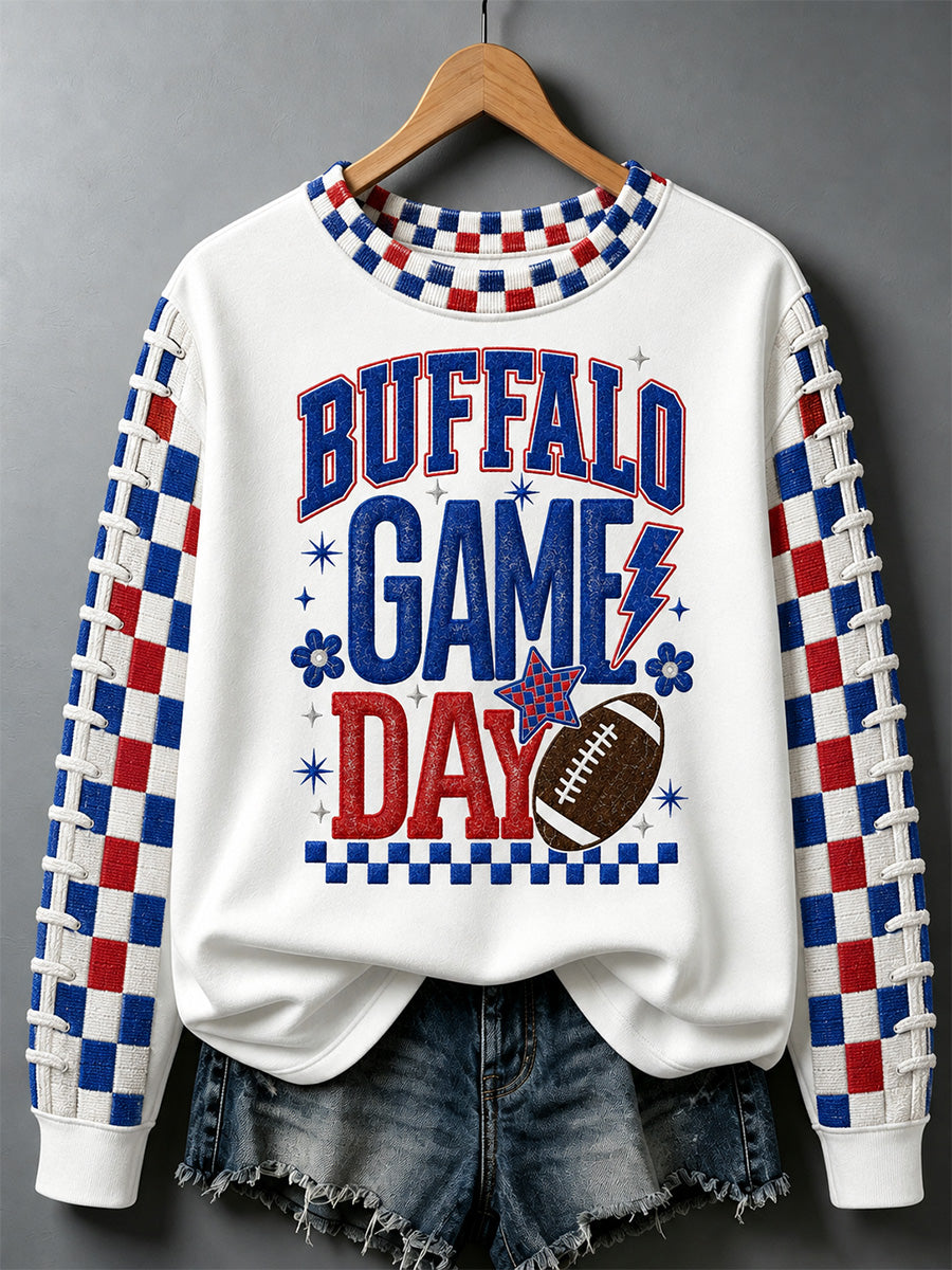 Women's Football Lover Buffalo Print Casual Sweatshirt