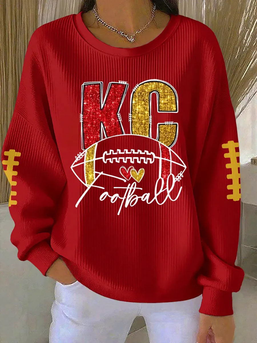 Women's Game Day Football Print Casual Sweatshirt