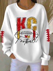 Women's Game Day Football Print Casual Sweatshirt