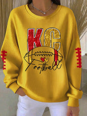 Women's Game Day Football Print Casual Sweatshirt