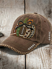Unisex Football Inspired Fall Pumpkin Print Cap