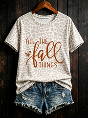 Women's All the FALL THINGS Printed short-sleeved T-shirt