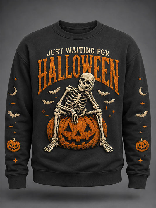 Men's Just Waiting For Halloween Print Casual Sweatshirt