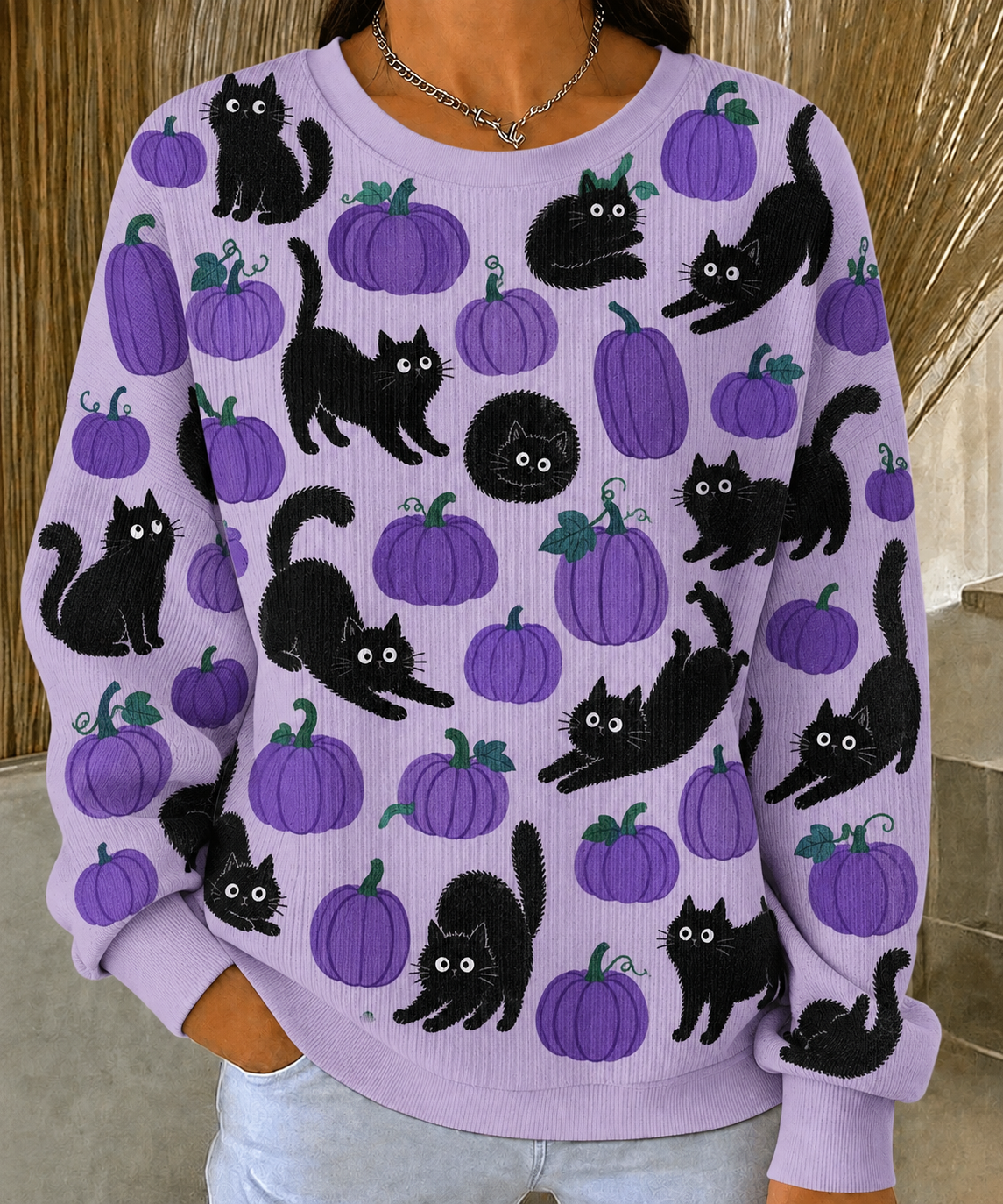Women's Alzheimer's Awareness Ribbed Round-Neck Sweatshirt