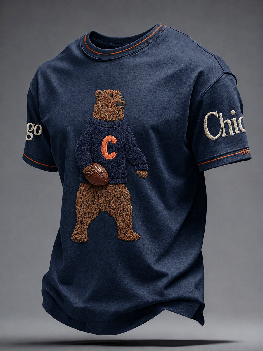 Men's Chicago Football Lover Bears Art Printed T-shirt