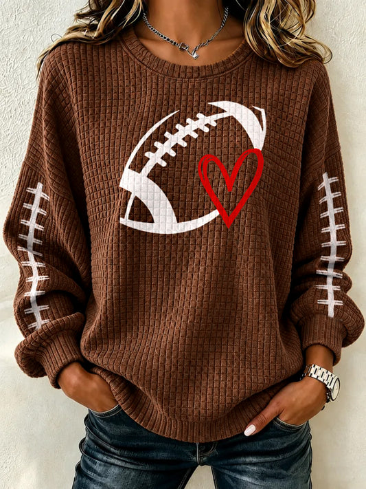 Women's Football Lovers Gameday Casual Waffle Sweatshirt