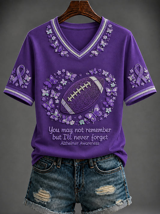 Women's Alzheimer's Disease Printed V-neck T-shirt
