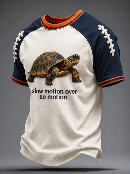 Men's Chicago Football Lover Bear Turtle Slow Motion Over No Motion Art Printed T-shirt