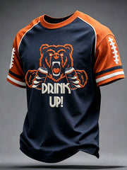 Men's Chicago Football Lover Bear Art Printed T-shirt