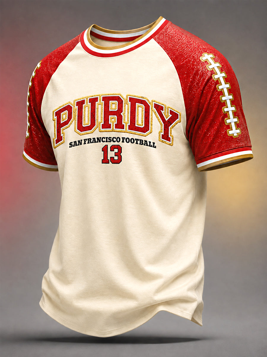 Men's Purdy No.13 Football Gameday Gift For Football Fans Casual Tee