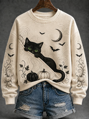 Women's Halloween Cat Regular Sweatshirt