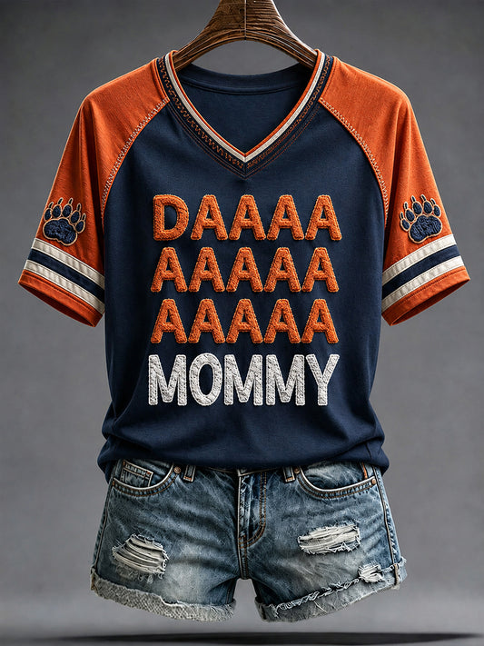 Women's Chicago Football Lover Bear Art Printed T-shirt