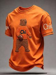 Men's Chicago Football Lover Bears Art Printed T-shirt