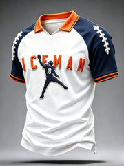 Men's Chicago Football Lover Bear Art Printed Casual Tops