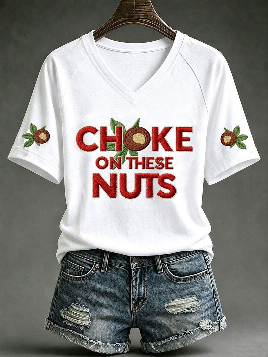 Women's Football Print V-neck T-shirt