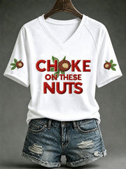 Women's Football Print V-neck T-shirt