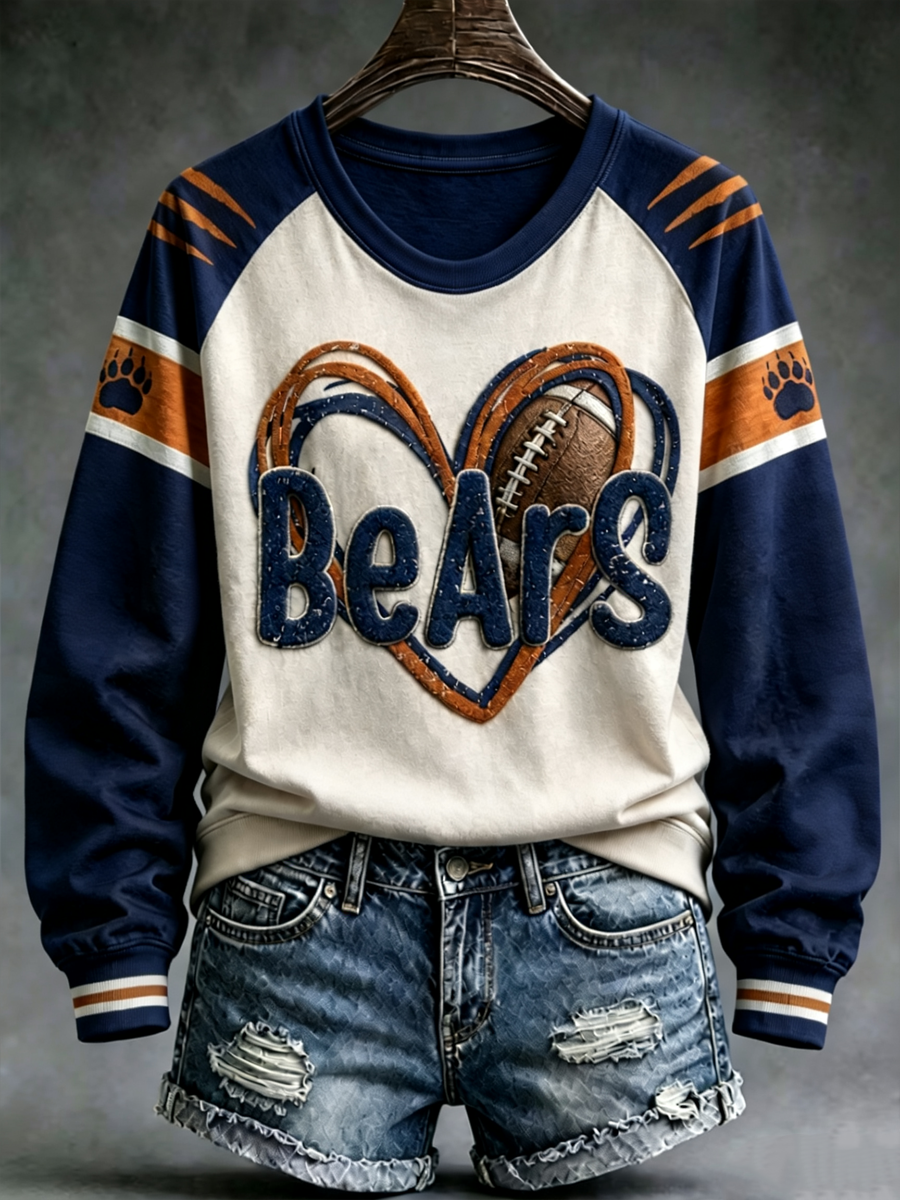 Women's Chicago Football Lover Art Printed raglan sleeve sweatshirt